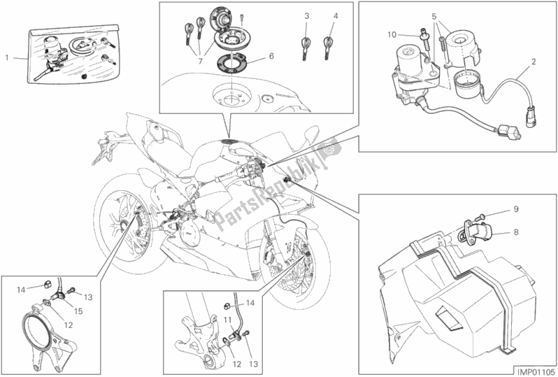 Todas las partes para 13f - Dispositivos Eléctricos de Ducati Superbike Panigale V4 S Corse 1100 2019